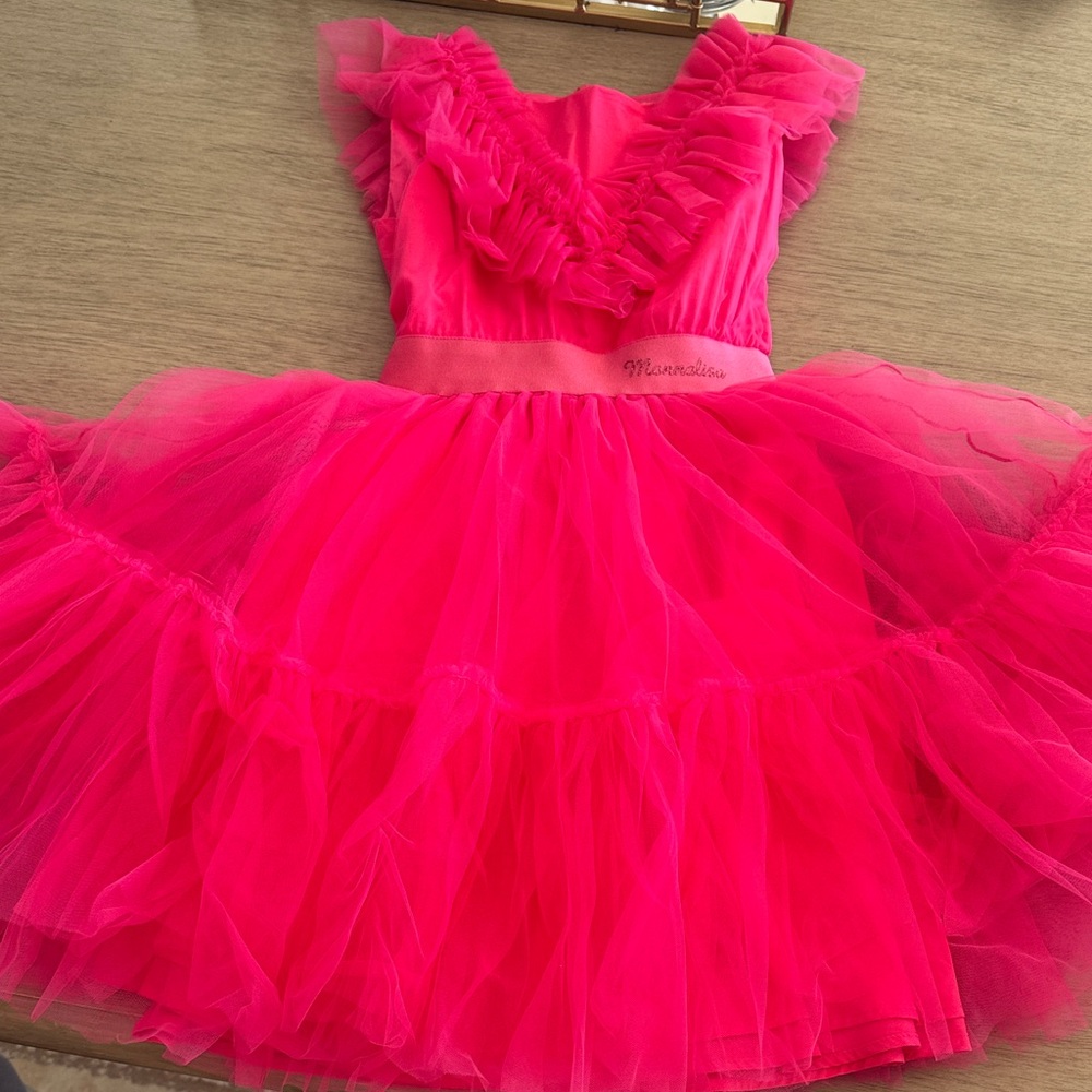 MonnaLisa Pink Ruffled Kids Formal Dress